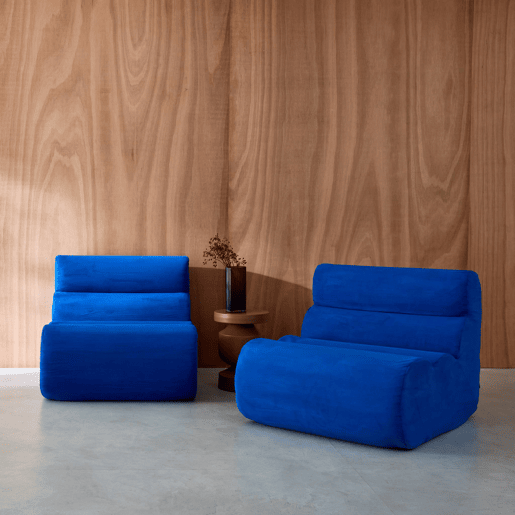 Sofá modular em tecido simple, 2 lugares, Nova tecido simple, Azul elétrico, 81x99x75 cm