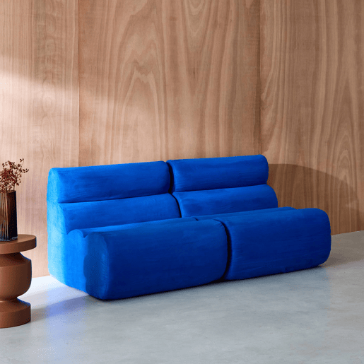 Sofá modular em tecido simple, 2 lugares, Nova tecido simple, Azul elétrico, 81x99x75 cm