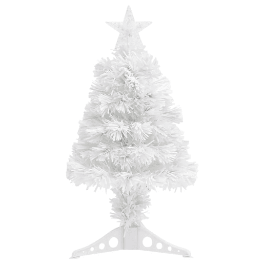 Árvore Natal artificial pré-iluminada 64 cm fibra ótica branco