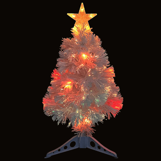 Árvore Natal artificial pré-iluminada 64 cm fibra ótica branco