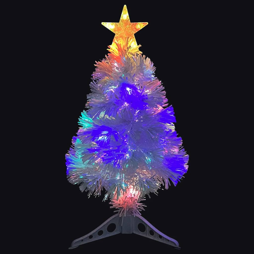 Árvore Natal artificial pré-iluminada 64 cm fibra ótica branco