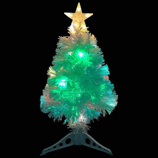 Árvore Natal artificial pré-iluminada 64 cm fibra ótica branco