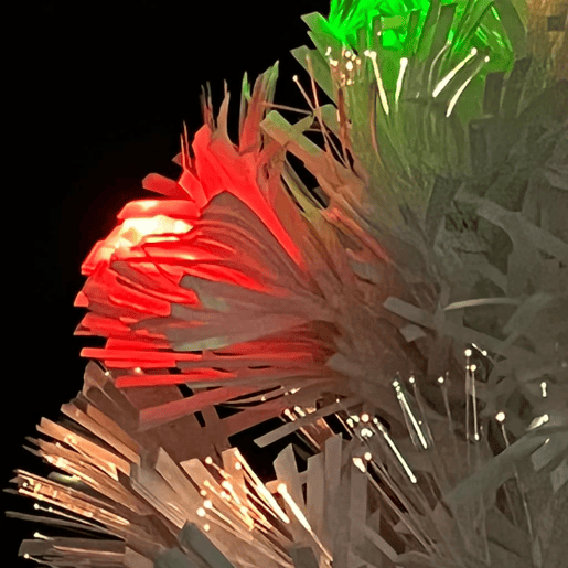 Árvore Natal artificial pré-iluminada 64 cm fibra ótica branco