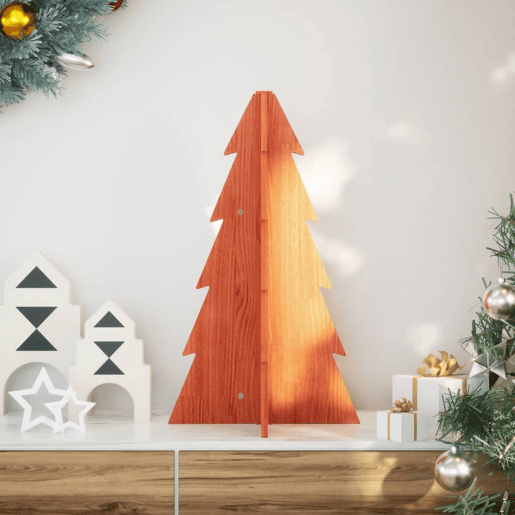 Árvore de Natal decorativa 69,5 cm pinho maciço castanho-mel