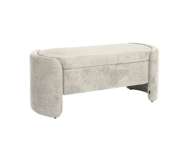 Banco baúl, pie de cama contemporáneo de tela simple gris claro - 110x42x45 cm