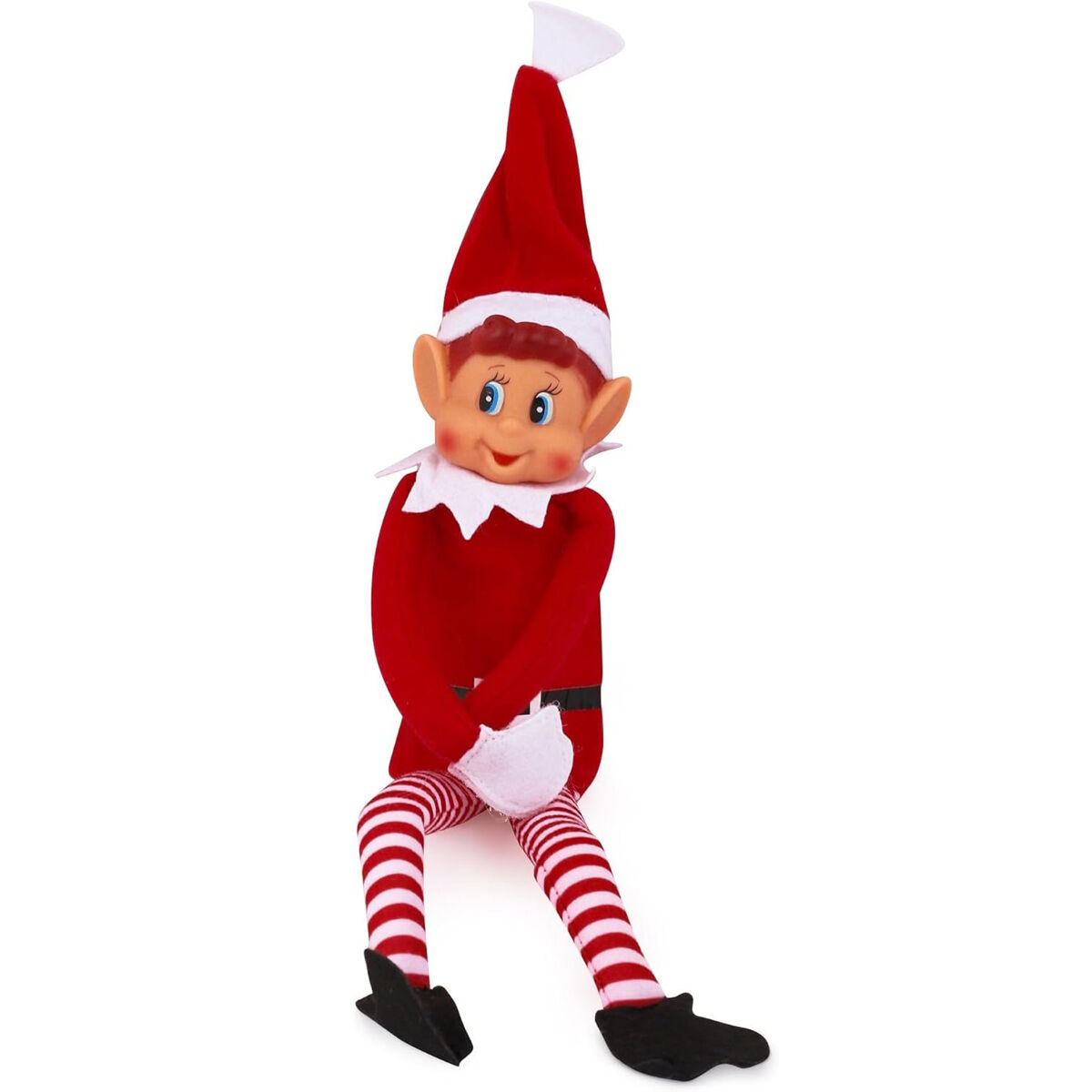 Elfo Navideño Papá Noel Elfo de Vinilo Suave de Pierna Larga con Sombrero Elfo