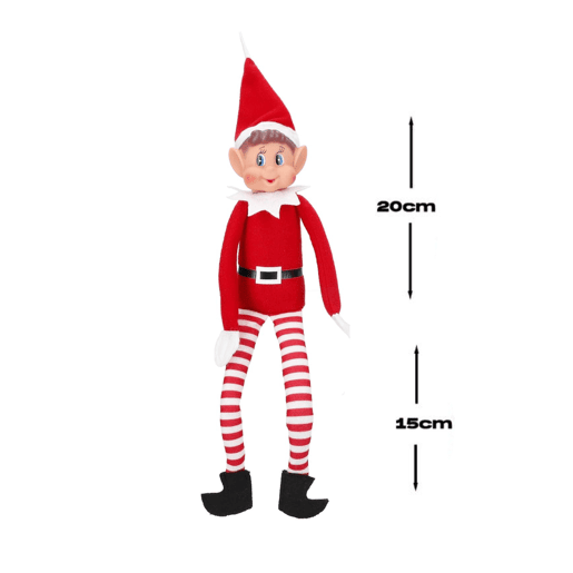 Elfo de Natal Papai Noel Perna Longa Vinil Macio Elfo com Chapéu de Elfo 35cm