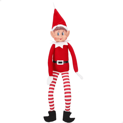 Elfo de Natal Papai Noel Perna Longa Vinil Macio Elfo com Chapéu de Elfo 35cm