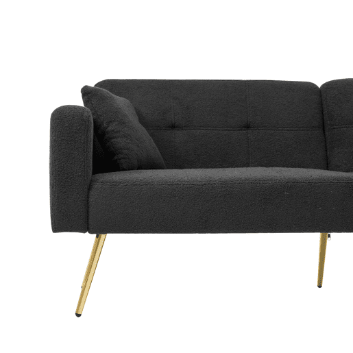 Sofá-cama conversível 3 lugares em lã cinza com pés metálicos dourados RIDGEFLOW