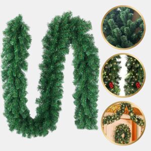 Grande guirlanda de Natal de pinho verde natural de 2,7 m