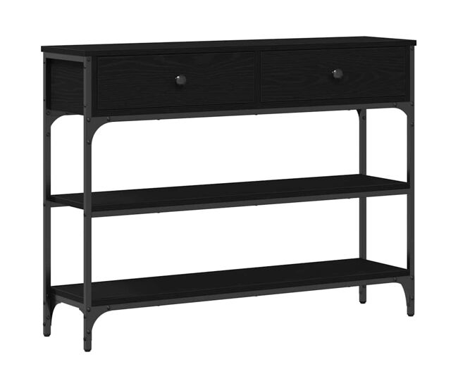 Mesa consola con cajón con estante roble negro 100 x 25 x 75 cm