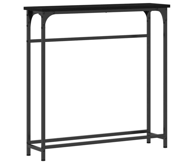 Mesa consola con estante roble negro 75 x 19.5 x 75 cm