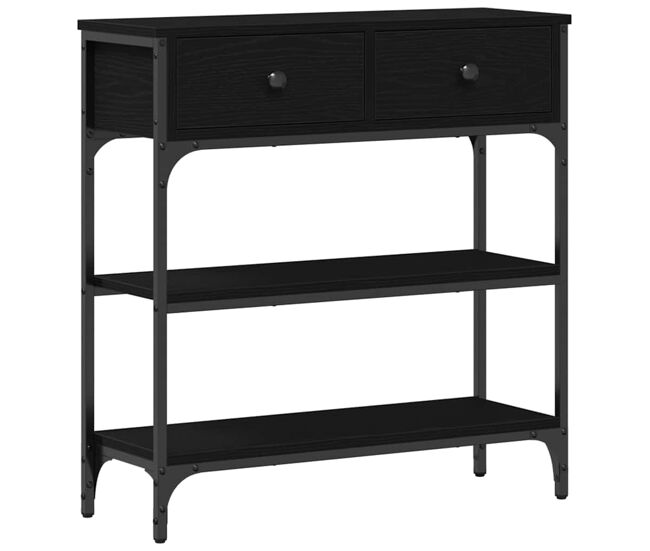 Mesa consola con cajón roble negro 72.5 x 25 x 75 cm