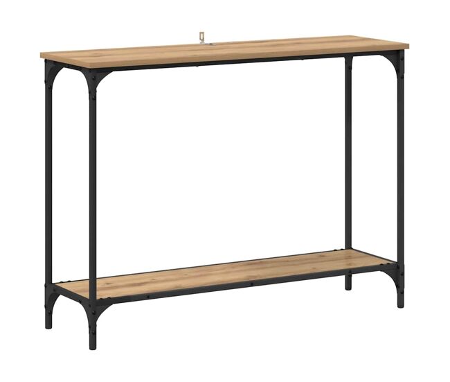Mesa consola con estante roble artisan 101 x 30.5 x 75 cm