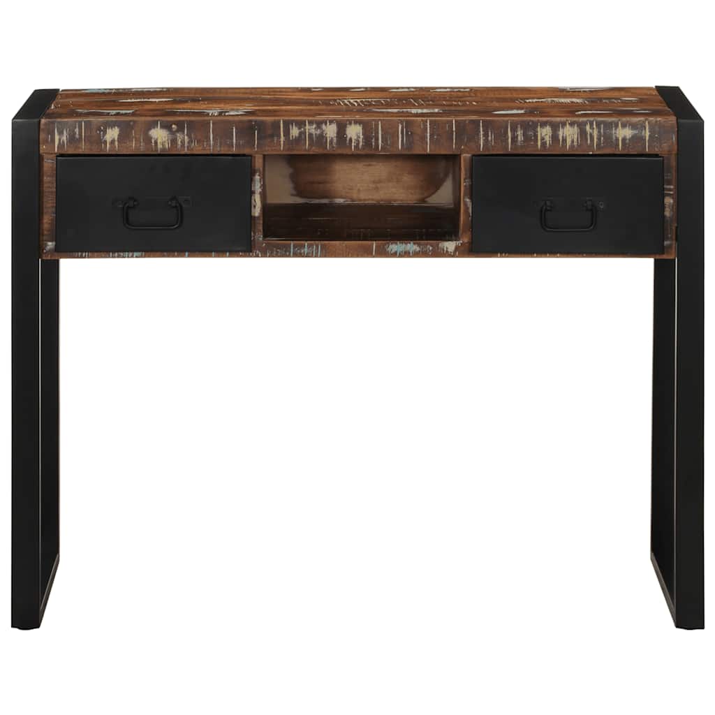 Mesa consola multicolor madera maciza reciclada 100x35x75 cm