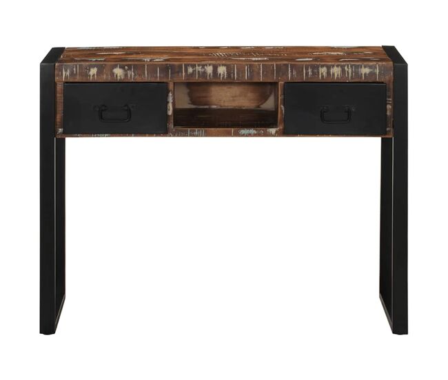 Mesa consola multicolor madera maciza reciclada 100x35x75 cm