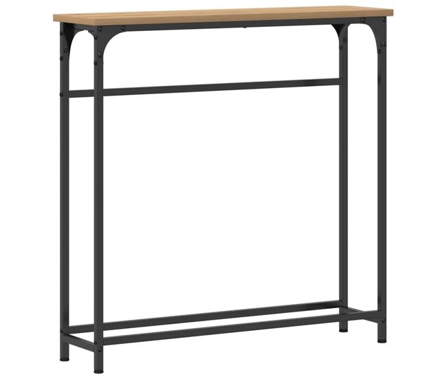Mesa consola con estante roble artisan 75 x 19.5 x 75 cm