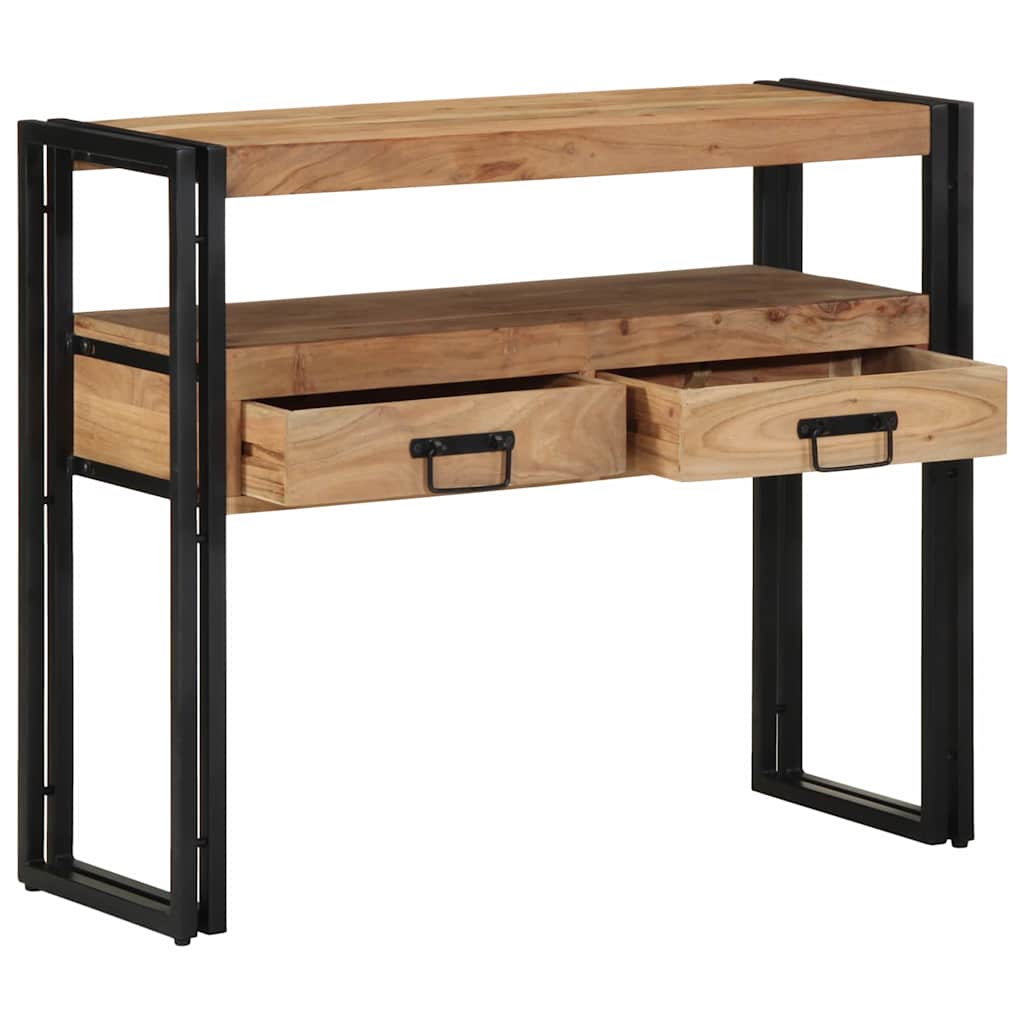 Mesa consola marrón 90 x 33 x 75 cm madera maciza de acacia