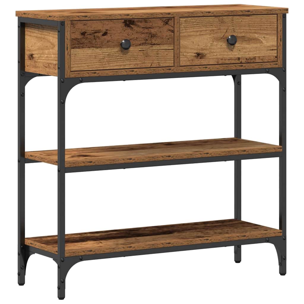 Mesa consola con cajón madera vieja 72.5 x 25 x 75 cm