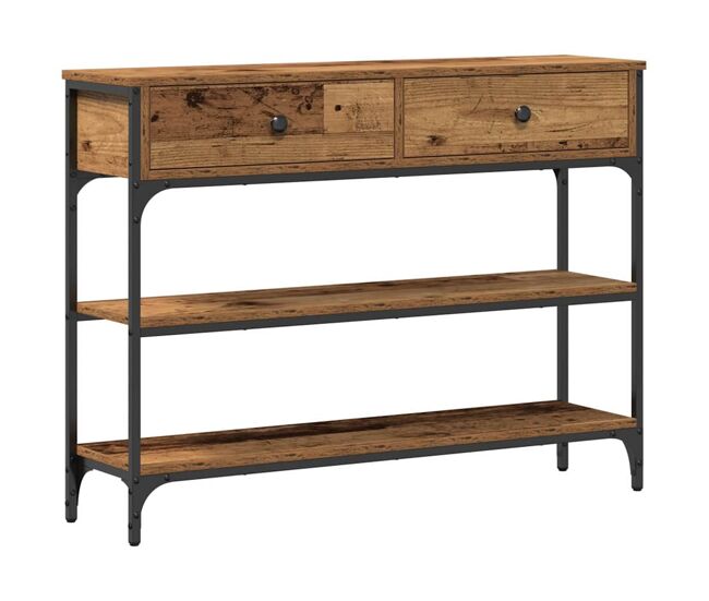 Mesa consola con cajón madera vieja 100 x 25 x 75 cm
