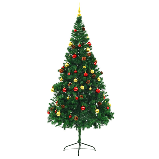 Árvore de Natal artificial pré-iluminada + enfeites 210cm verde
