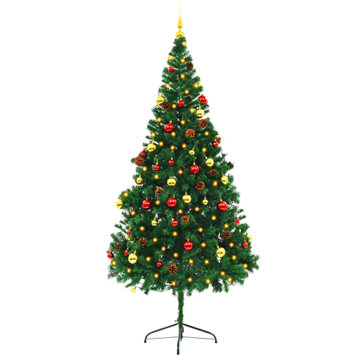 Árvore de Natal artificial pré-iluminada + enfeites 210cm verde