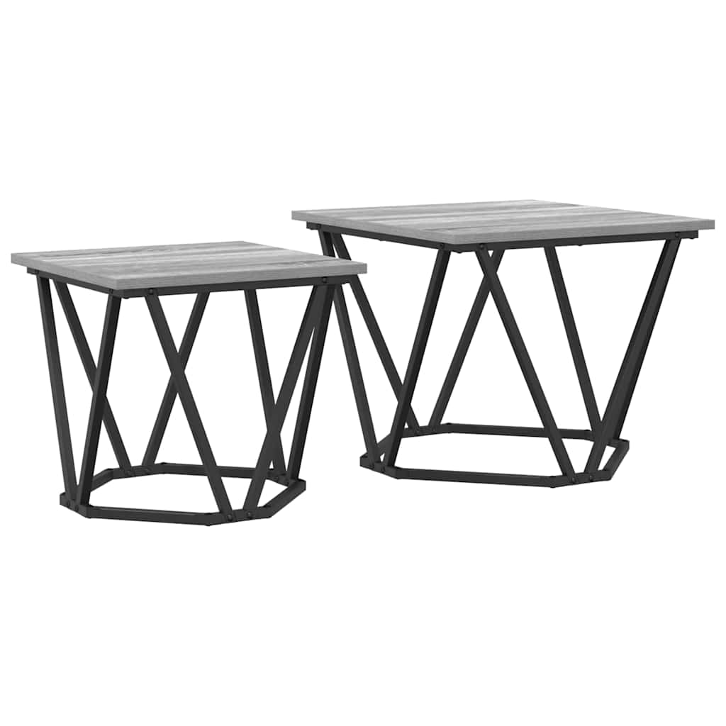 Conjunto De Mesas Auxiliares 50x50 Gris