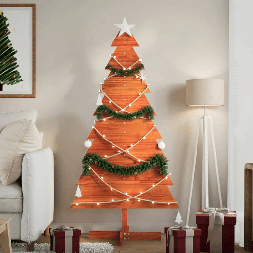 Árvore de Natal decorativa 150 cm pinho maciço castanho-mel Árvore de Natal decorativa 150 cm pinho maciço castanho-mel