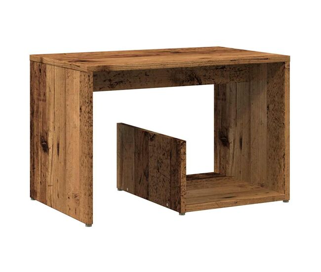 Mesa auxiliar de madera contrachapada envejecida 59x36x38 cm