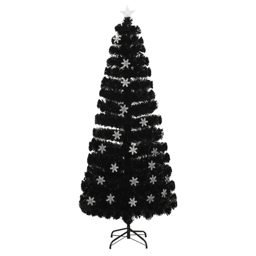 Árvore de Natal - Pinheiro de Natal com flocos de neve LED 210 cm fibra ótica preto