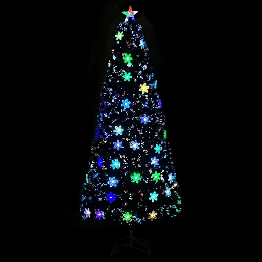 Árvore de Natal - Pinheiro de Natal com flocos de neve LED 210 cm fibra ótica preto