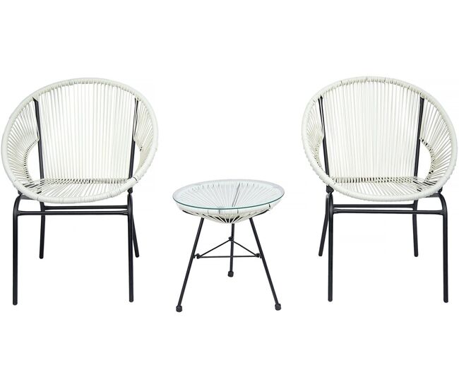 Conjunto de muebles de jardín acapulco "poli" - 2 plazas - blanco