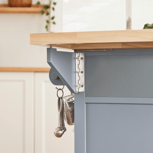 SoBuy FKW71-II-HG Carrinho de cozinha com rodas, ilha de cozinha com bancada extensível, 2 gavetas e prateleiras ajustáveis Armário de cozinha que poupa espaço, cinzento, 115 x 46-71 x 92 cm