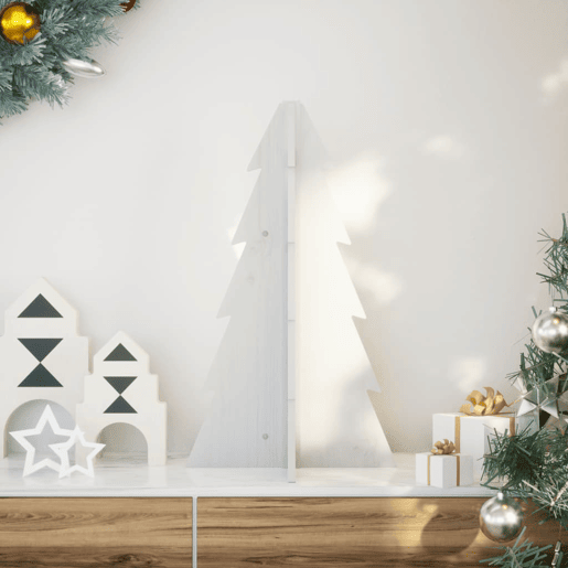 Árvore Natal - Pinheiro de Natal decorativa 69,5 cm madeira de pinho maciça branco
