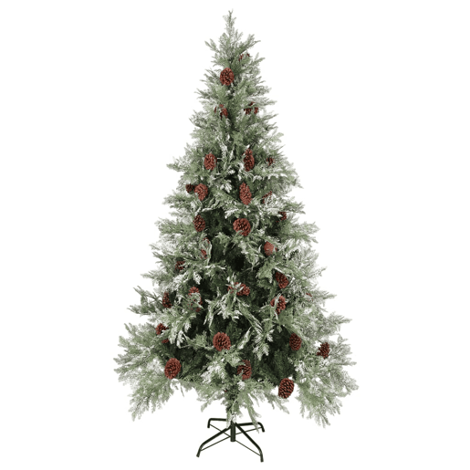 Árvore de Natal - Pinheiro de Natal com pinhas 225 cm PVC e PE verde e branco