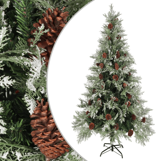 Árvore de Natal - Pinheiro de Natal com pinhas 225 cm PVC e PE verde e branco