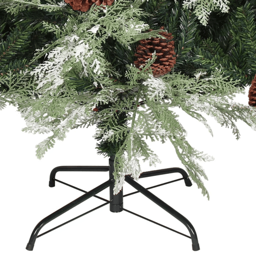 Árvore de Natal - Pinheiro de Natal com pinhas 225 cm PVC e PE verde e branco