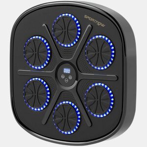 SPORTNOW Máquina de Boxe Musical com 9 Modos de Velocidade Luvas e Conexão Bluetooth Boxe Musical de Parede com Luzes LED para Adultos e Crianças em Casa Escritório Ginásio 41,8x44,6x7,5 cm Preto