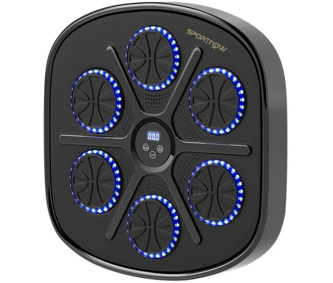 Sportnow boxeo pared musical con 9 modos de velocidad, guantes y conexión bluetooth, máquina boxeo musical pared con luces led, para adultos y niños
