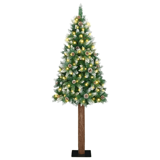 Árvore de Natal - Pinheiro de Natal Slim com 300 LEDs Verde e Branco 180 cm