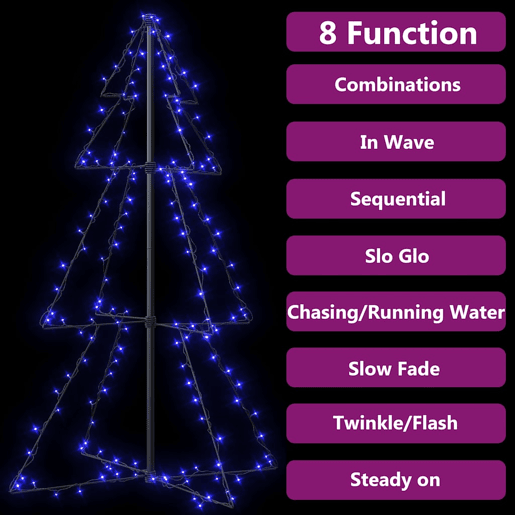 Árvore de Natal - Pinheiro de Natal em cone 160 LEDs 78x120 cm interior e exterior