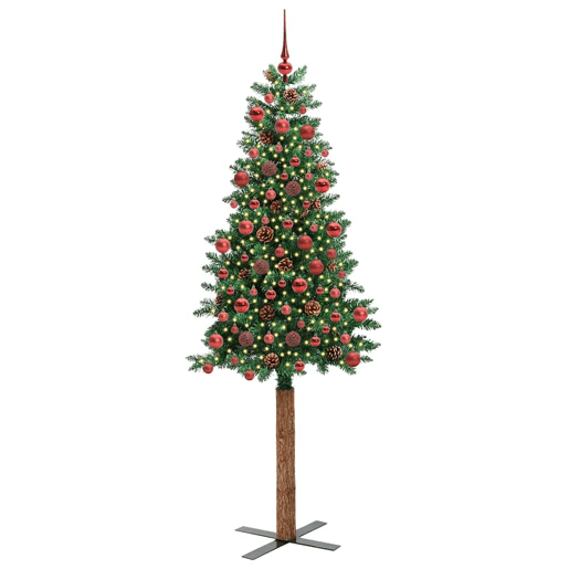 Árvore de Natal - Pinheiro de Natal Slim com 300 LEDs com suporte Verde 180 cm