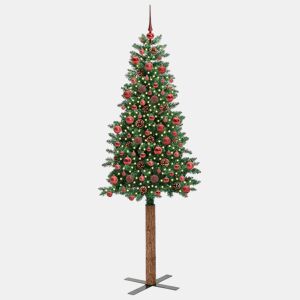 Árvore de Natal - Pinheiro de Natal Slim com 300 LEDs com suporte Verde 180 cm