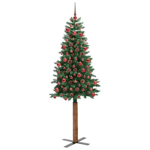 Árvore de Natal - Pinheiro de Natal Slim com 300 LEDs com suporte Verde 180 cm