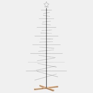 Árvore de Natal - Pinheiro de Natal de metal com base em madeira 210 cm preto