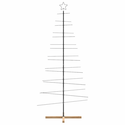 Árvore de Natal - Pinheiro de Natal de metal com base em madeira 210 cm preto