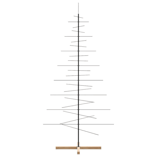 Árvore de Natal - Pinheiro de Natal de metal com base em madeira 210 cm preto