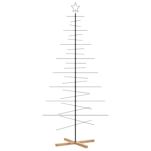 Árvore de Natal - Pinheiro de Natal de metal com base em madeira 210 cm preto