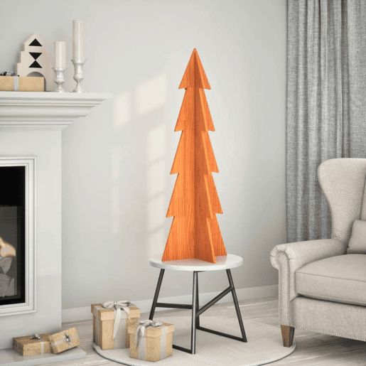 Árvore de Natal decorativa 112 cm pinho maciço castanho-mel Árvore de Natal decorativa 112 cm pinho maciço castanho-mel