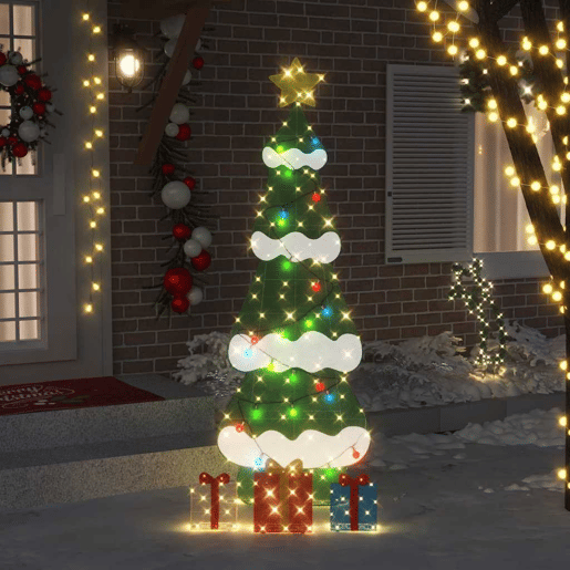 Árvore de Natal - Pinheiro de Natal Iluminada com 3 Caixas de Presente 2D Branco Quente